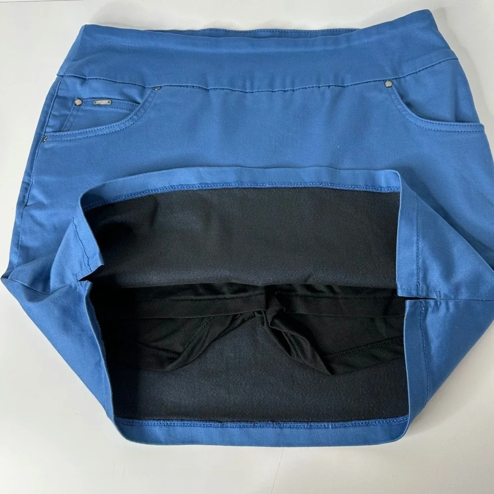 Lisette‎ L Montreal Stretch Skort Blue Pull On Skirt Shorts Golf Resort Size 12